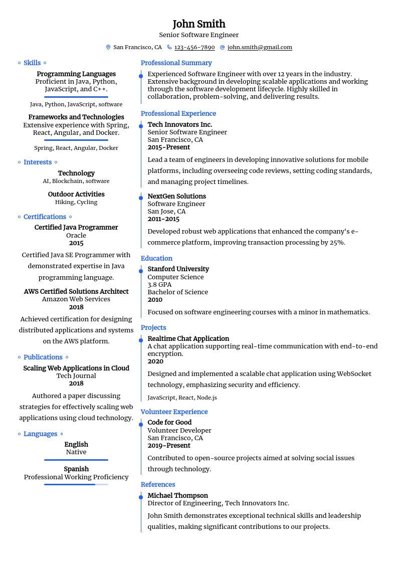 Resume template 1